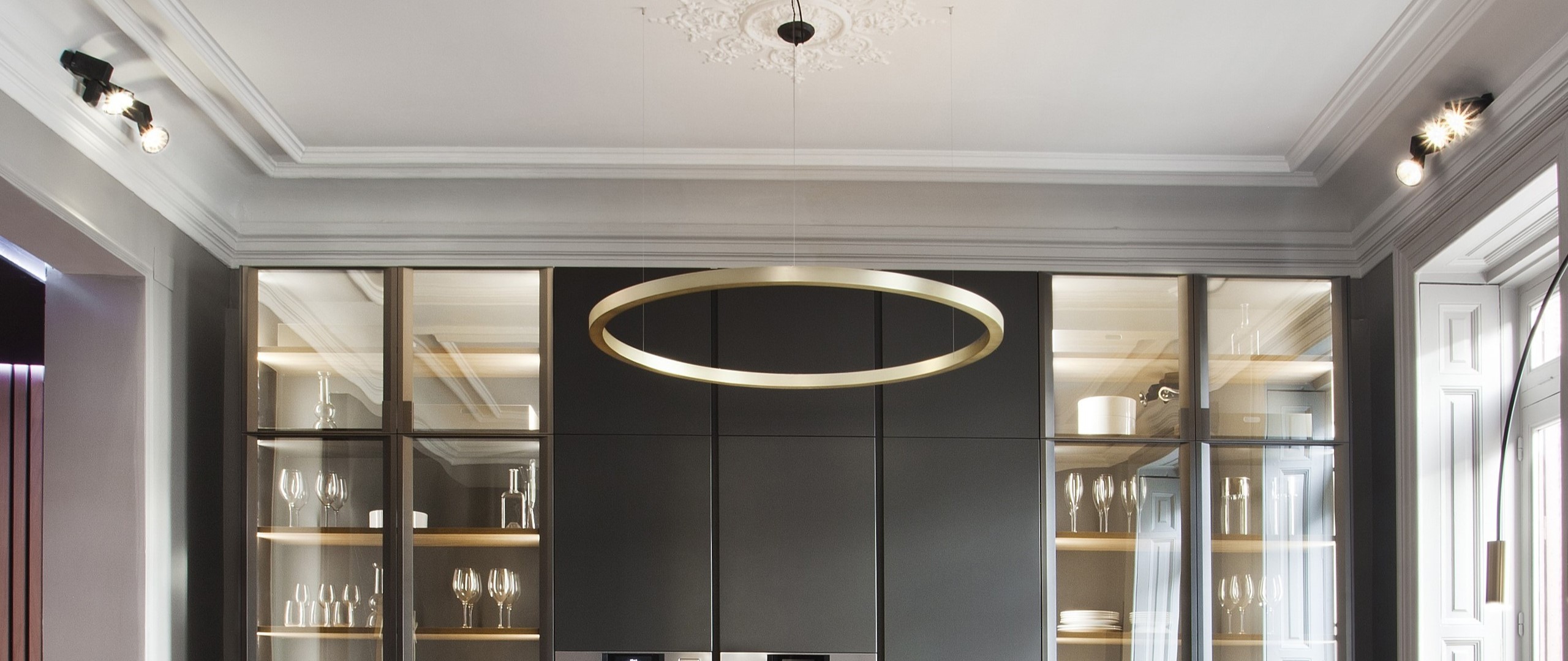 circular design suspension light